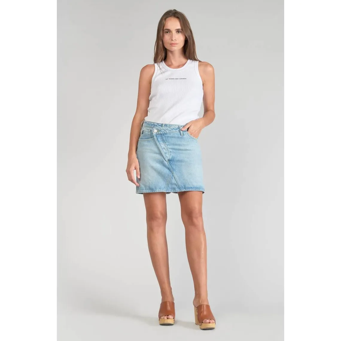 Jupe droite en jeans ALOFI bleu Dot | 3 Suisses