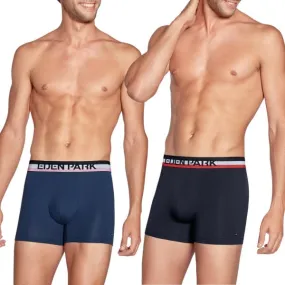 Lot de 2 boxers Eden Park Marine et Orage ceinture tricolore