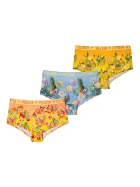 Lot de 3 shortys fille Flower Power Freegun - Jaune