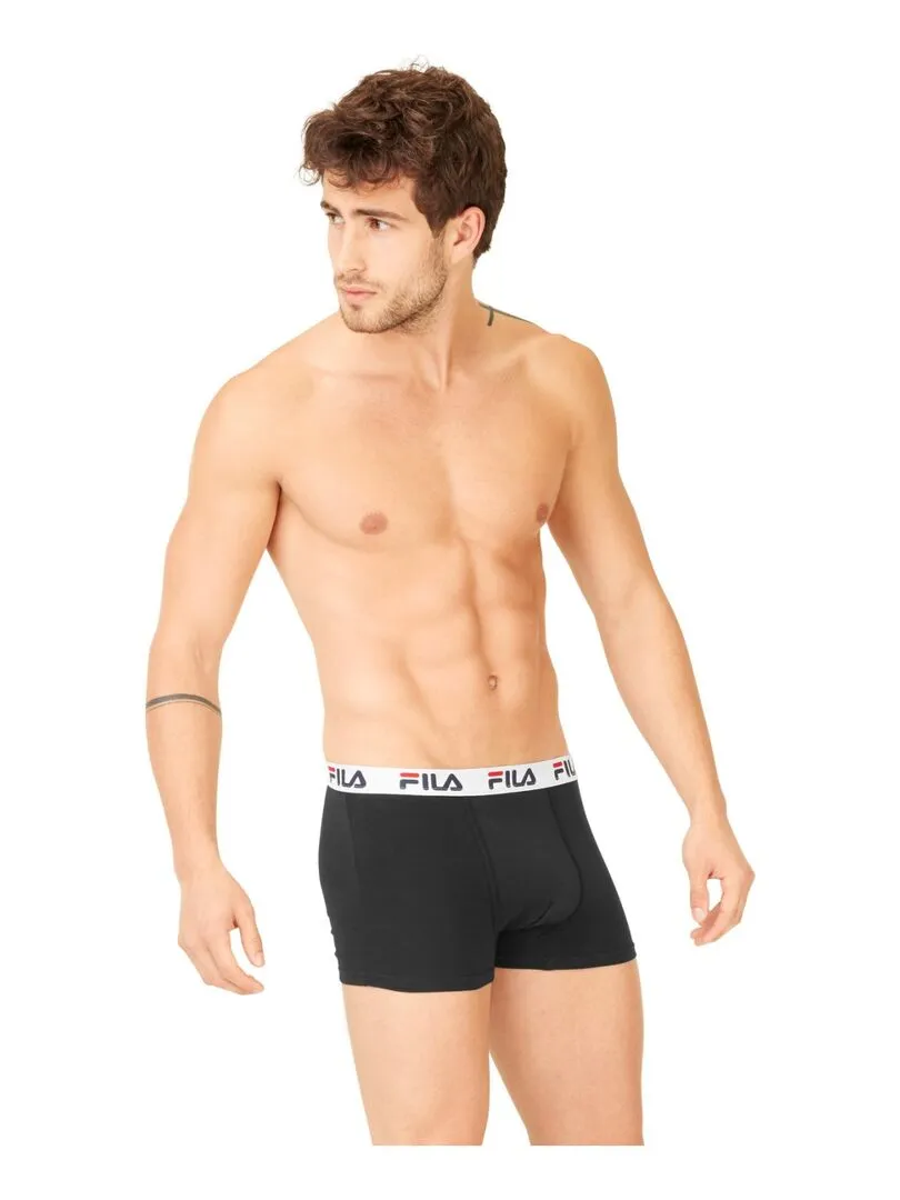 Lot de 4 Boxers Coton homme FU5016 Uni Fila - Blanc Noir