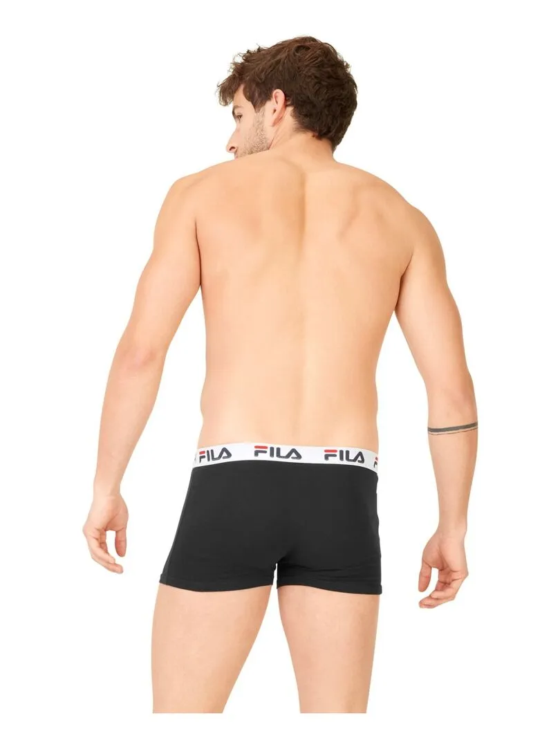 Lot de 4 Boxers Coton homme FU5016 Uni Fila - Blanc Noir