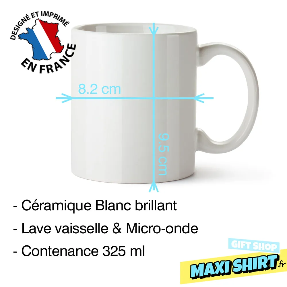 Mug La vie est beaucoup plus belle en Mehari | en Céramique, Blanc Brillant | imprimé des 2 côtés | idée cadeau fan voiture