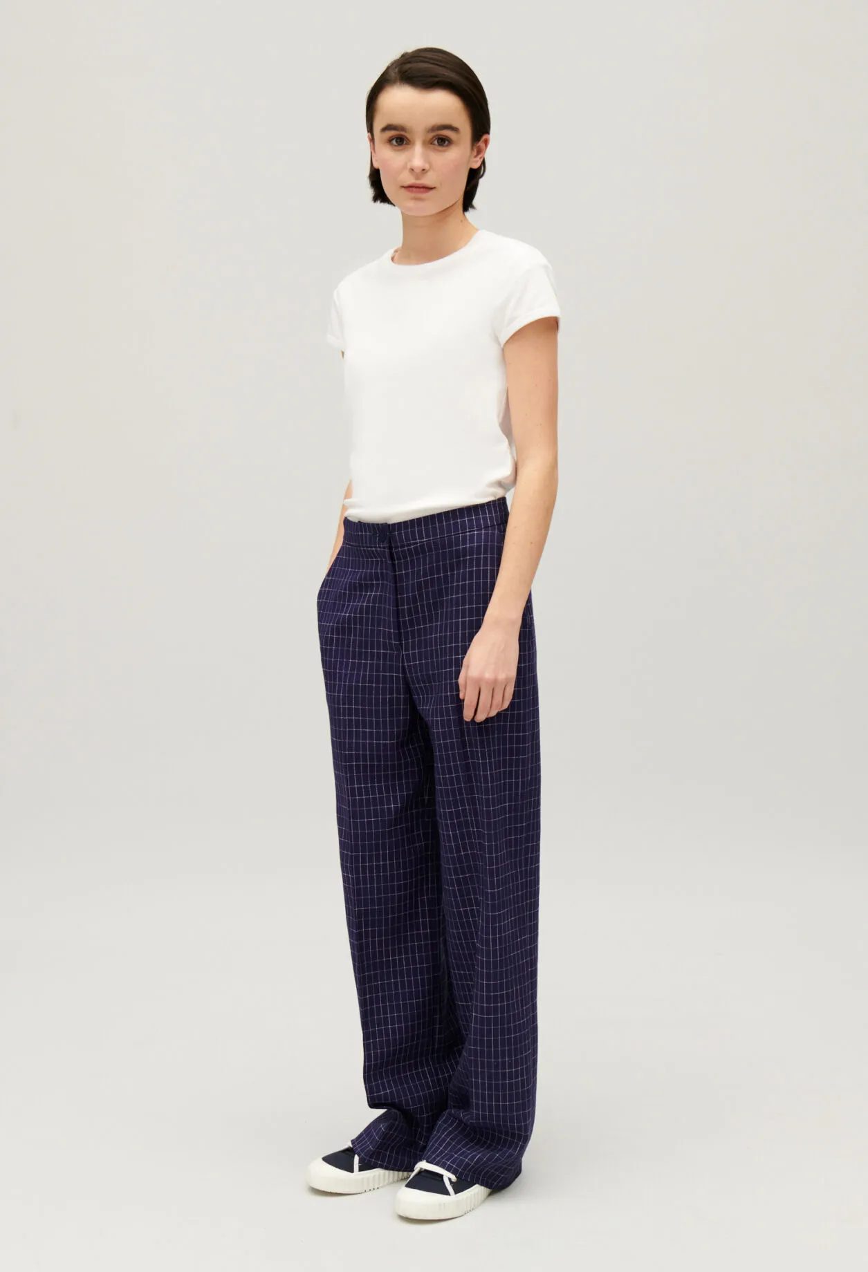 Pantalon costume carreaux indigo | Claudie FR