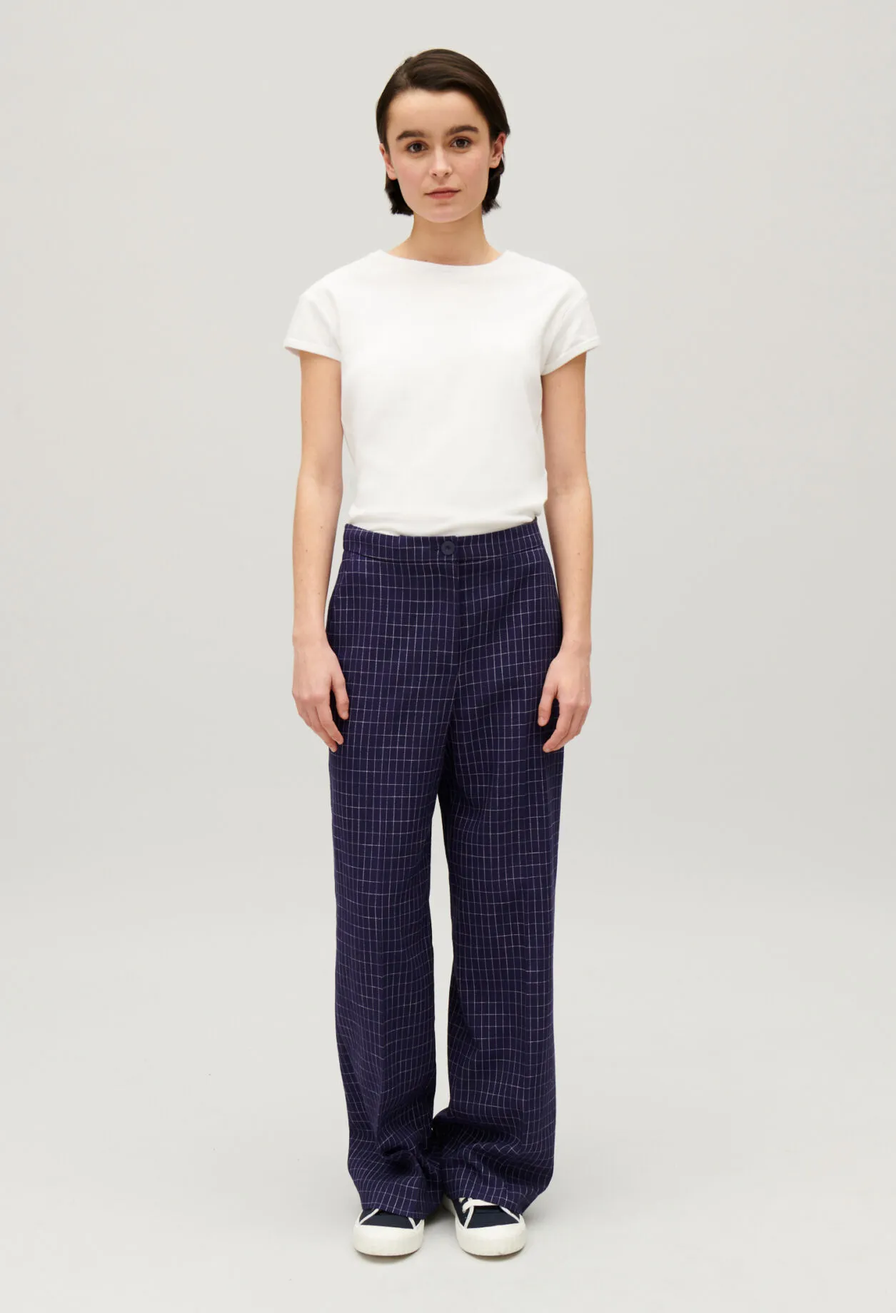 Pantalon costume carreaux indigo | Claudie FR