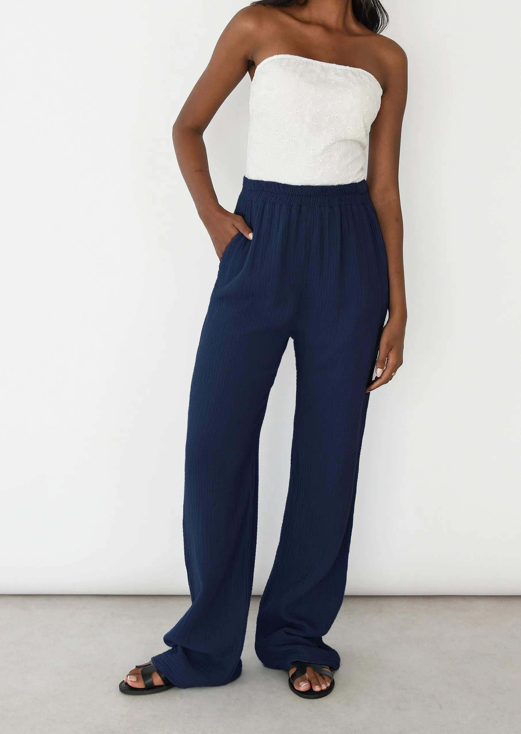 Pantalon en coton à taille élastique