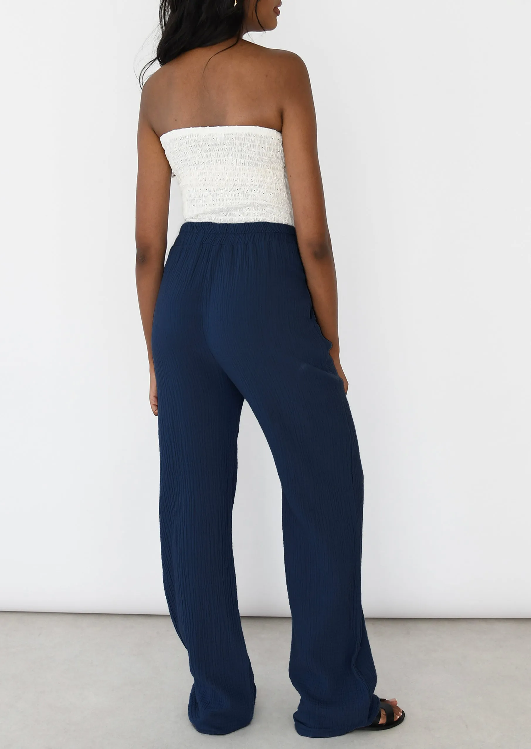 Pantalon en coton à taille élastique