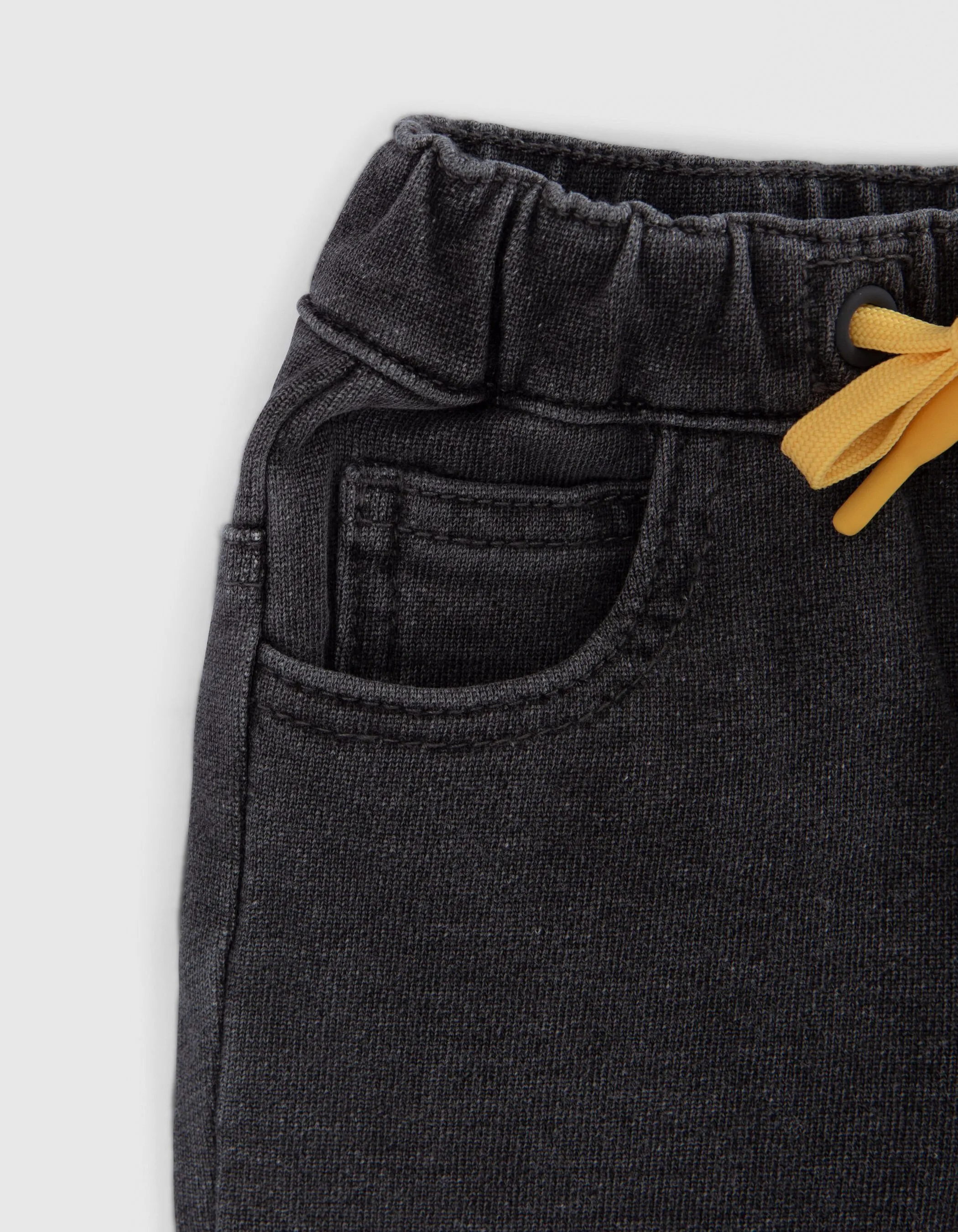 Pantalon gris maille cordons jaunes bébé garçon