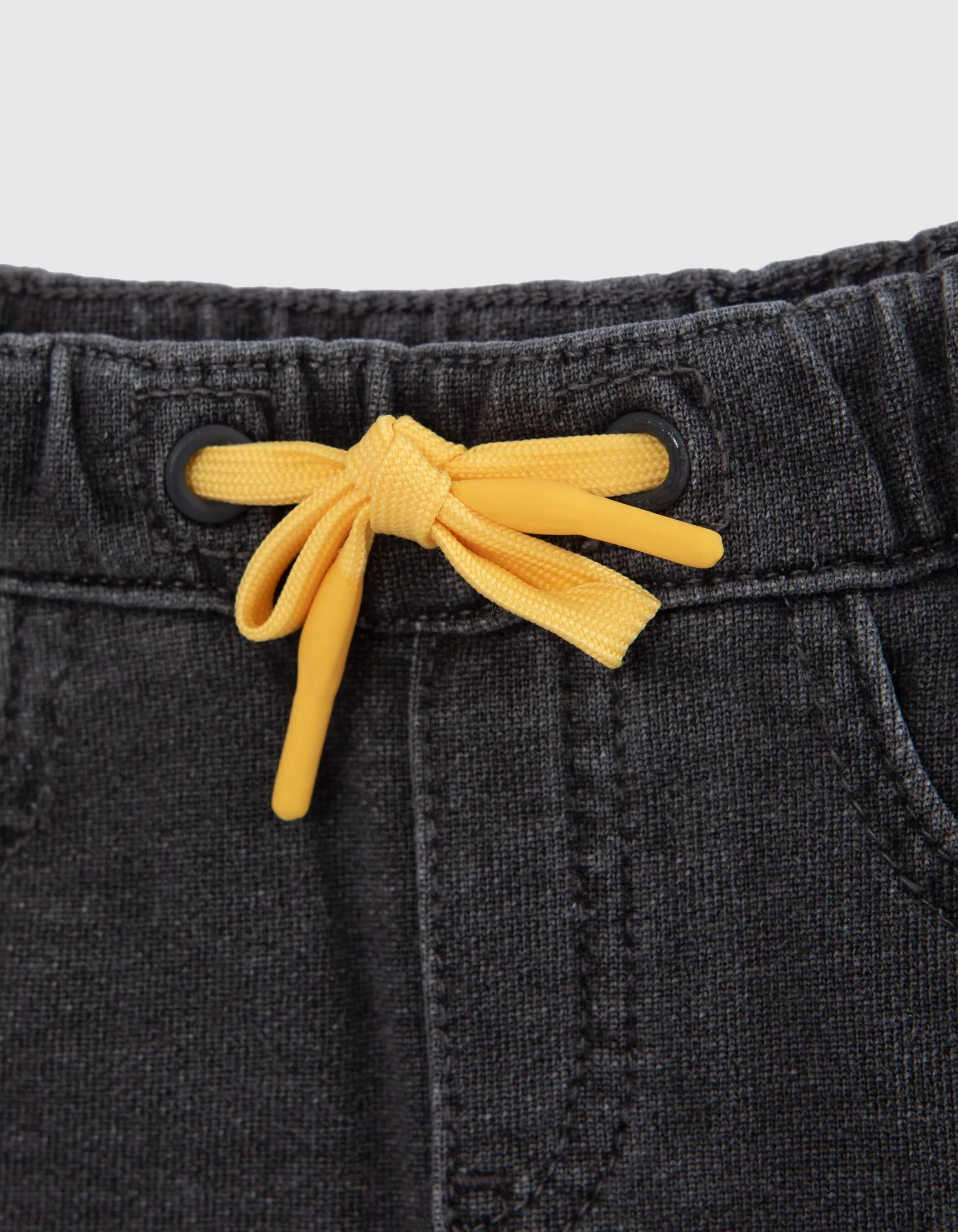 Pantalon gris maille cordons jaunes bébé garçon