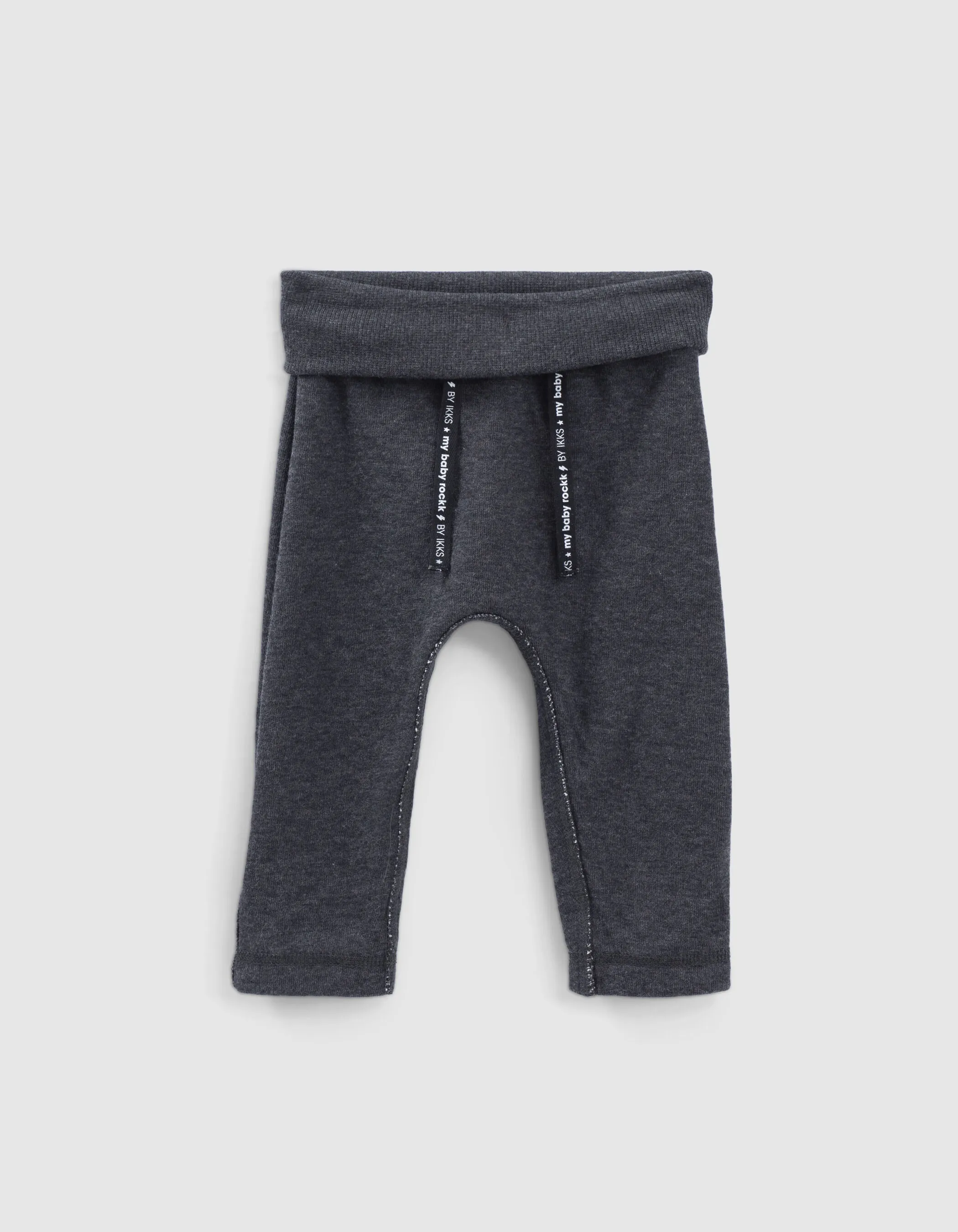 Pantalon réversible gris chiné et rayé coton bio bébé