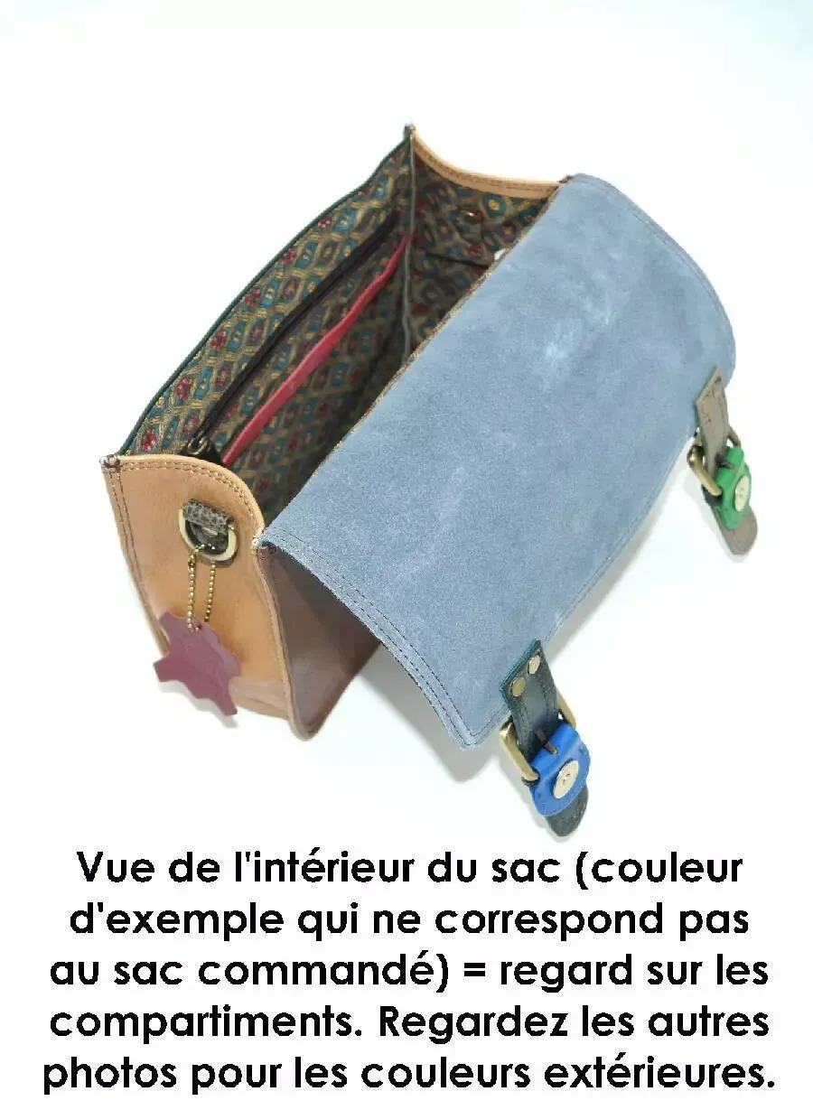 Petit cartable cuir modèle unique multicolore imprimé zèbre