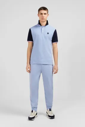 Polo bleu colorblock manches courtes