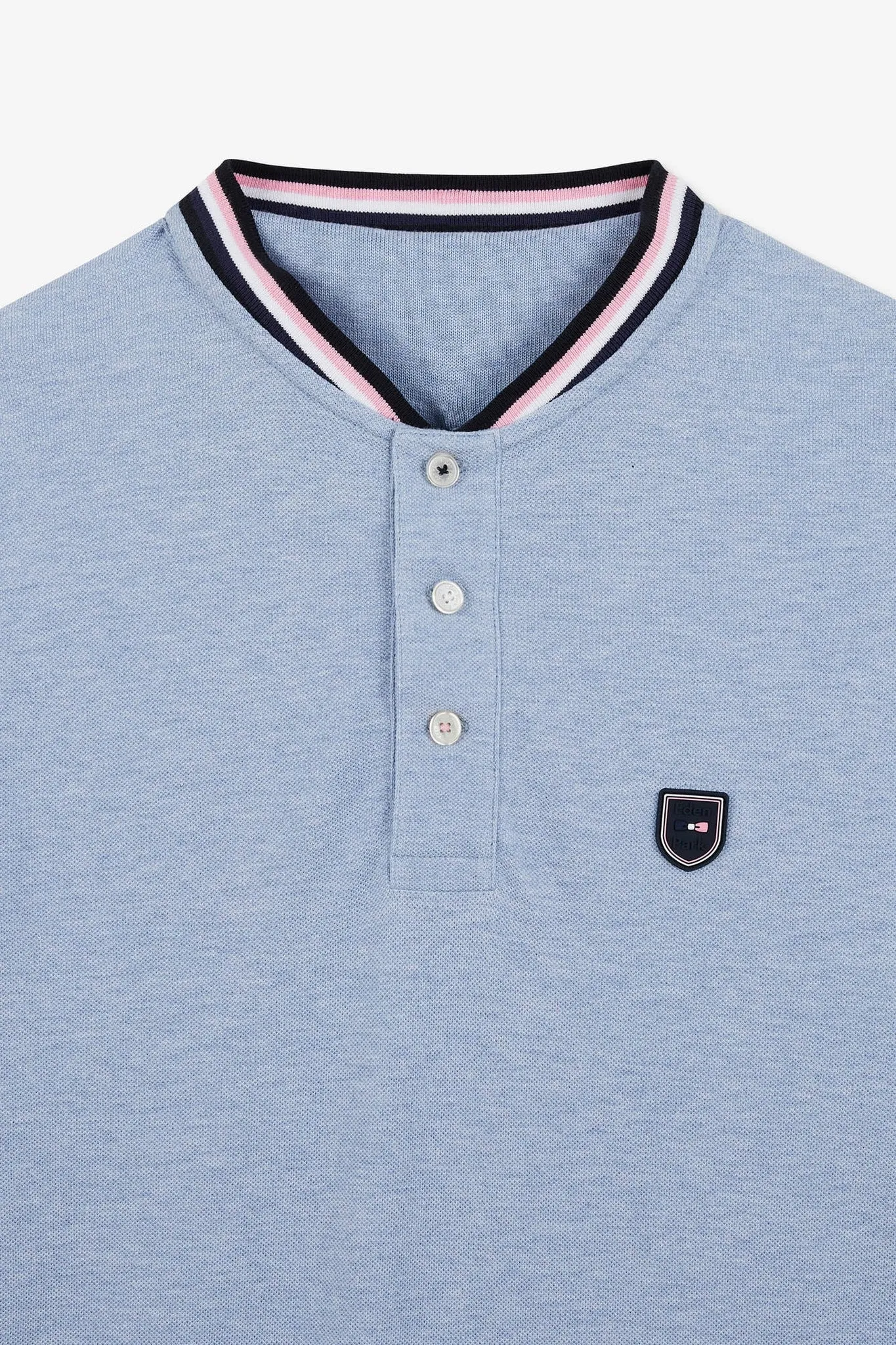 Polo bleu colorblock manches courtes