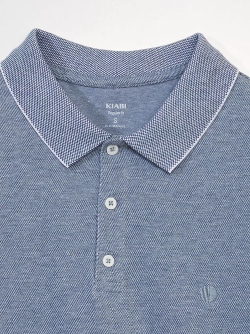 Polo en piqué de coton - Bleu