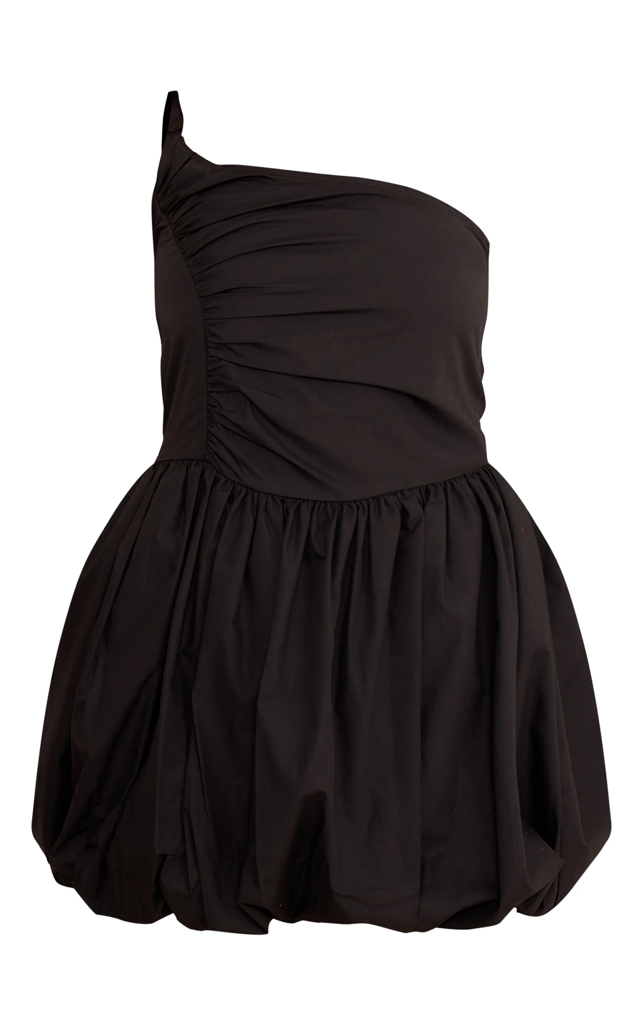 Robe bouffante noire asymétrique froncée