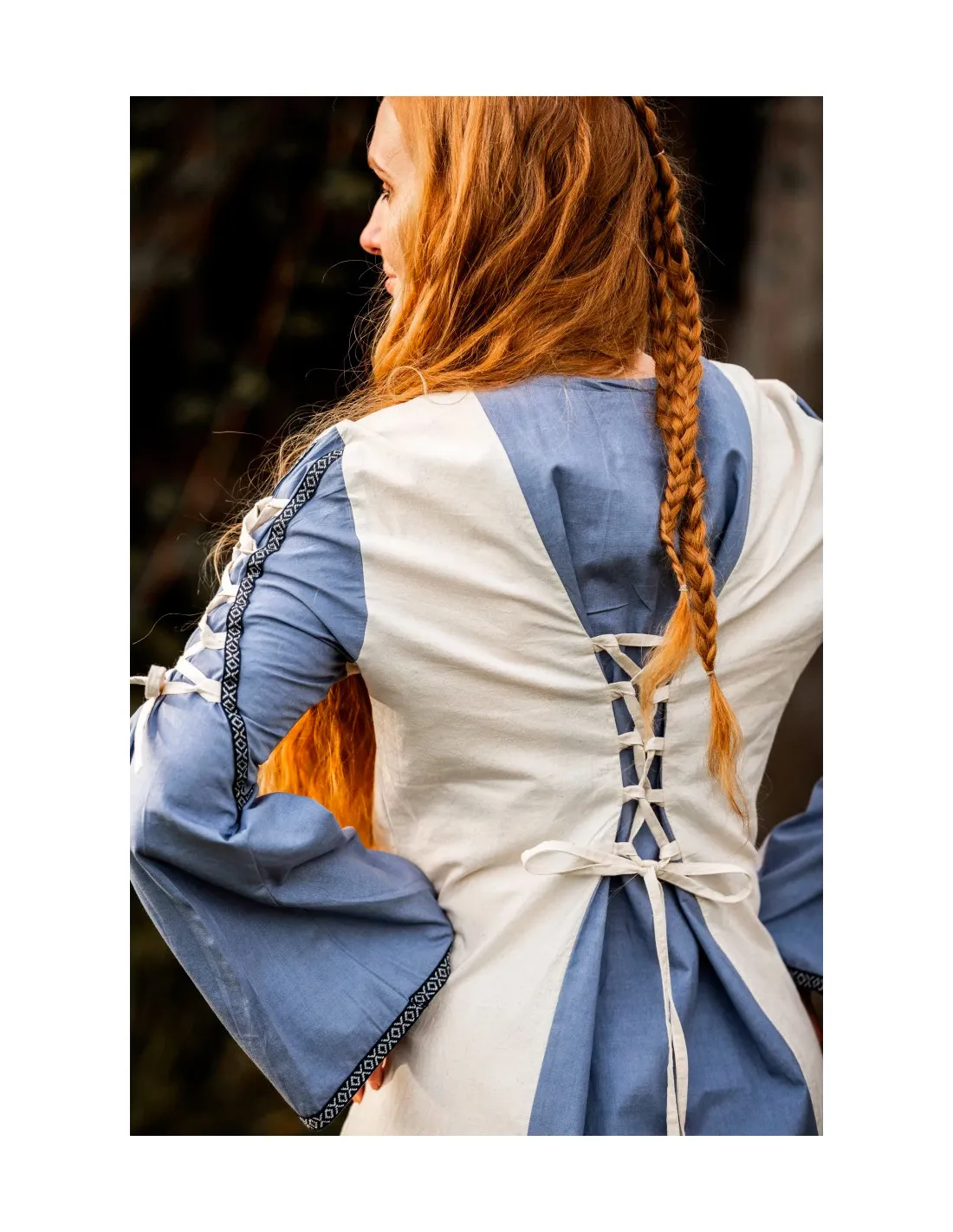 Robe médiévale modèle Amalia, bleu naturel ⚔️ Boutique Épées