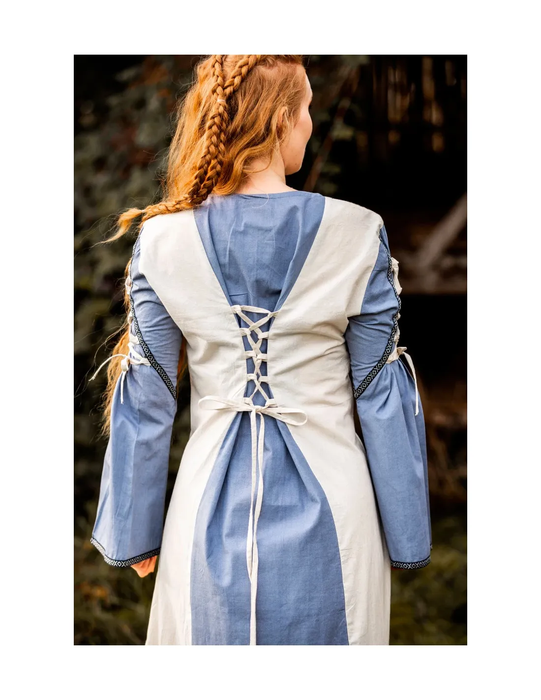 Robe médiévale modèle Amalia, bleu naturel ⚔️ Boutique Épées