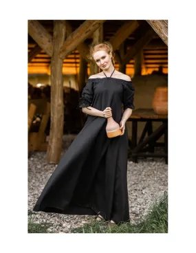 Robe médiévale modèle Melisande, noire ⚔️ Boutique Épées