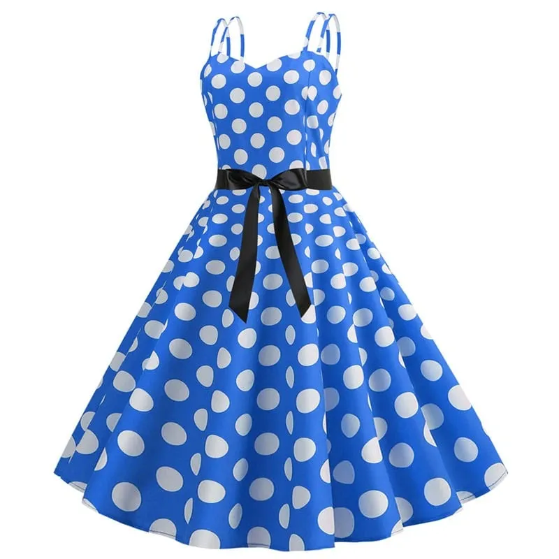 Robe Vintage  Rockabilly Bleu Pois