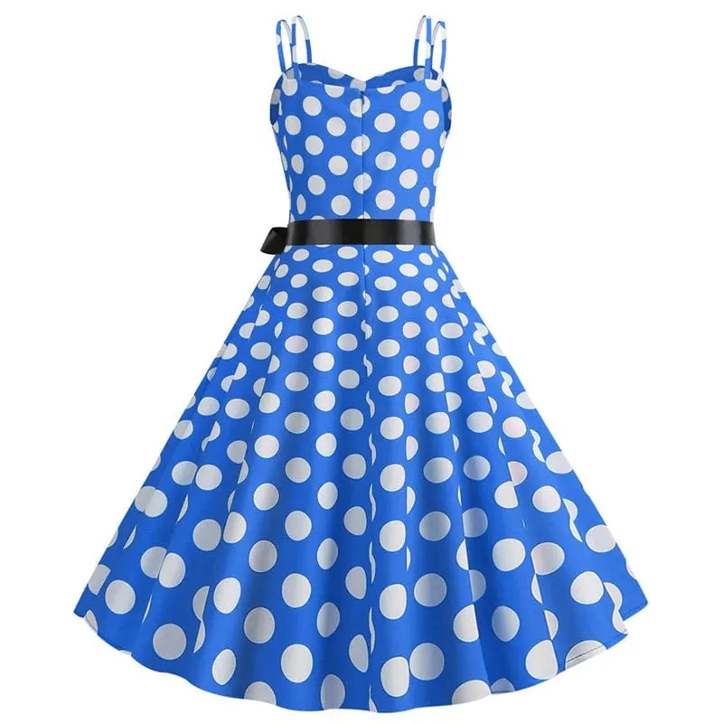 Robe Vintage  Rockabilly Bleu Pois