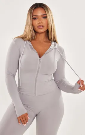 Shape Hoodie doux gris sans coutures à zip