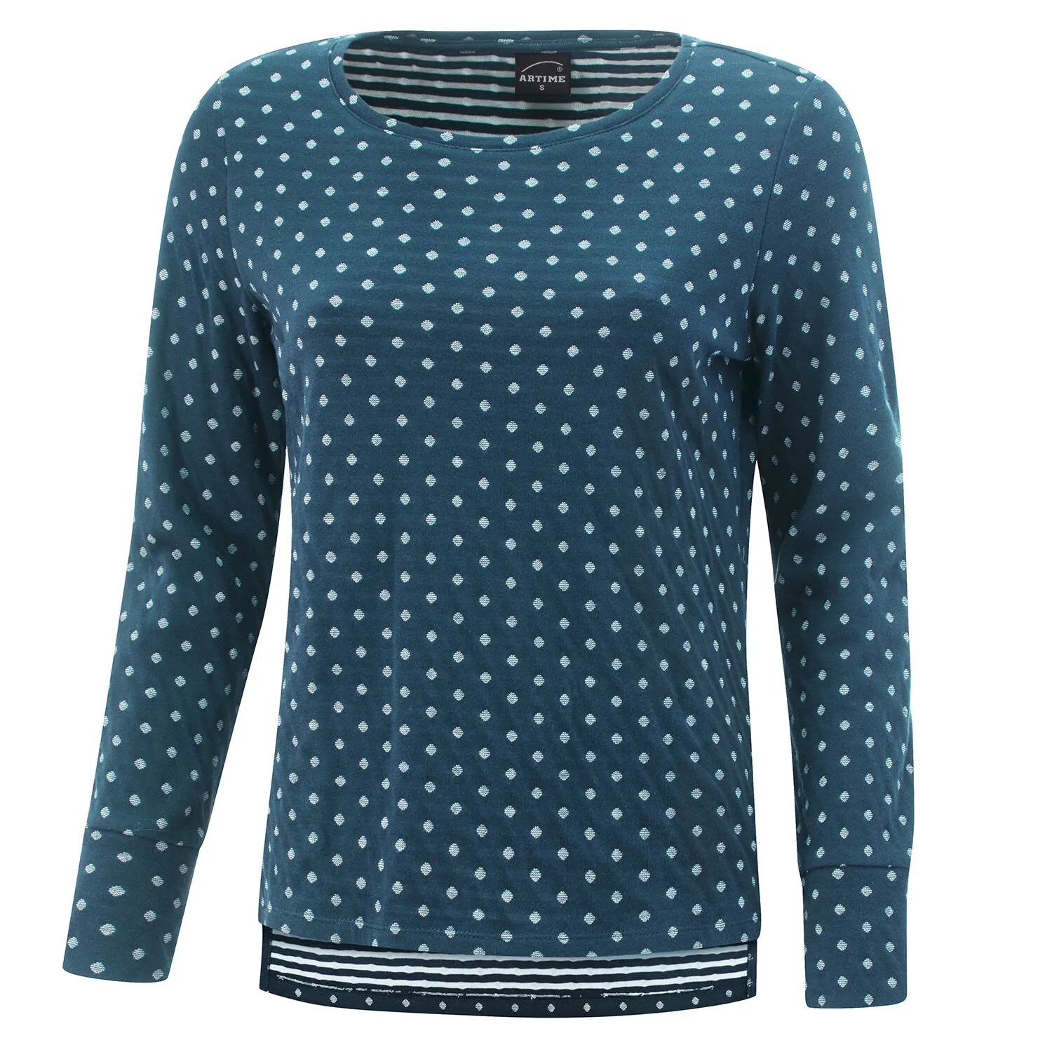 Sweat-shirt à encolure arrondie avec motif de micro-taches ⋆ Lehner Versand