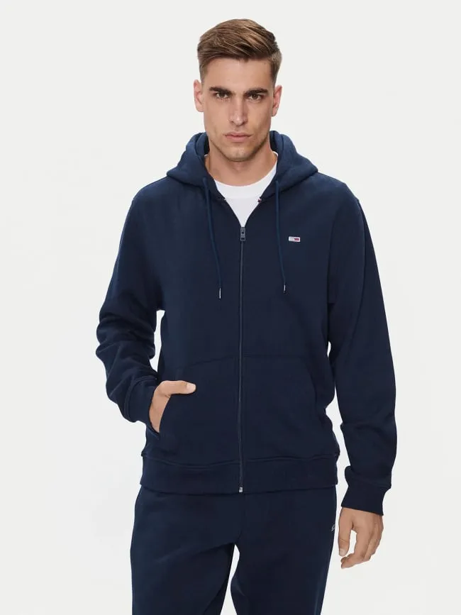 Sweat zippé à capuche reg flag bleu marine homme - Tommy Jeans | wimod