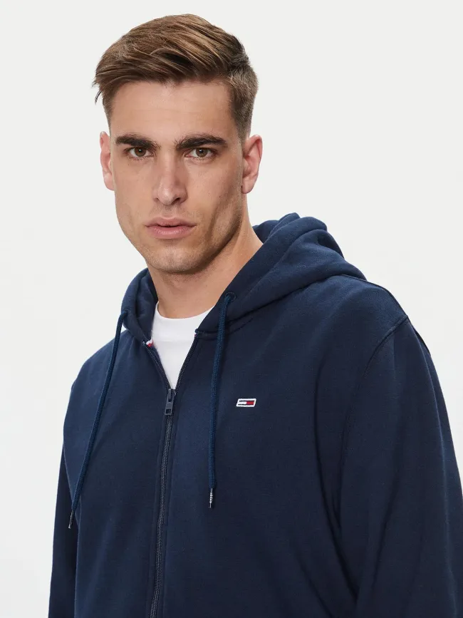 Sweat zippé à capuche reg flag bleu marine homme - Tommy Jeans | wimod