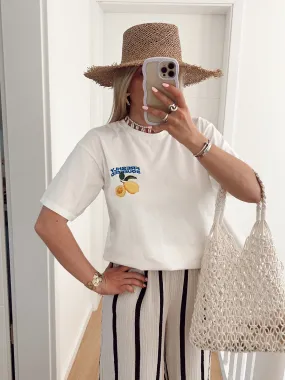 T shirt FRESHLY En coton avec motif citron, blanc