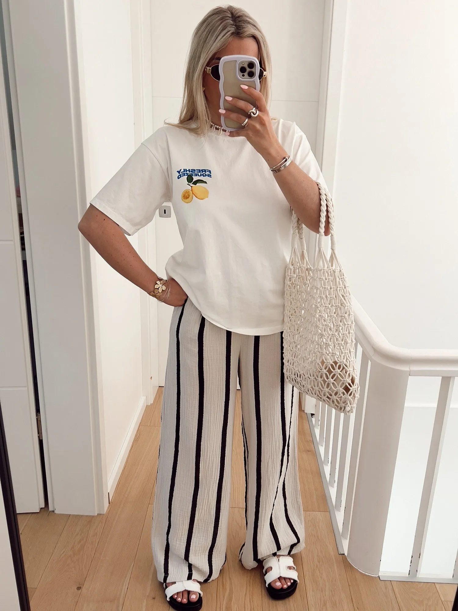 T shirt FRESHLY En coton avec motif citron, blanc