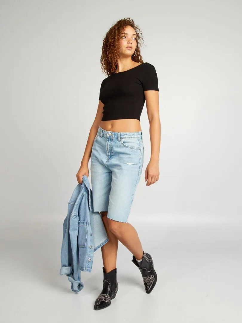 Tee-shirt crop top - noir