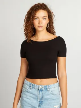 Tee-shirt crop top - noir